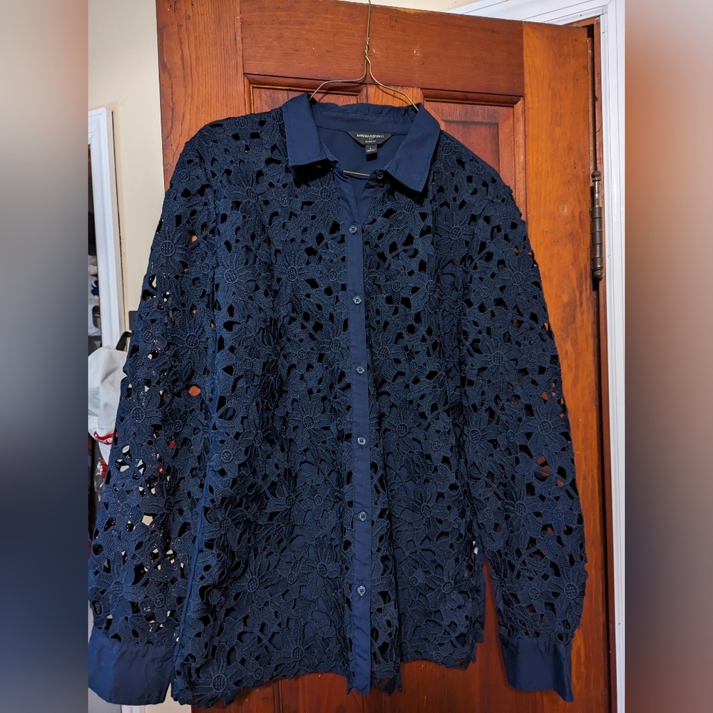 Banana Republic blue floral dress shirt